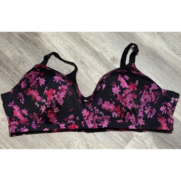Torrid Curve Other - Torrid Curve Floral Print Underwire Bra‎ Plus Size Black Pink